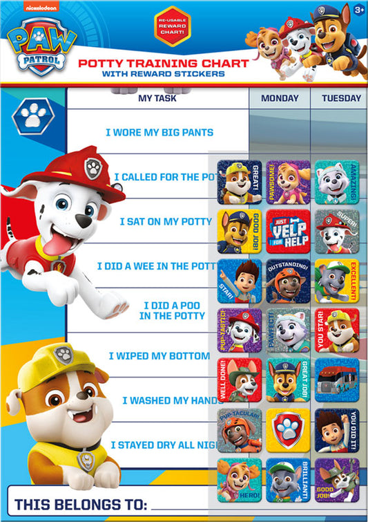 Paw Patrol Potty Training Reward Chart and Stickers